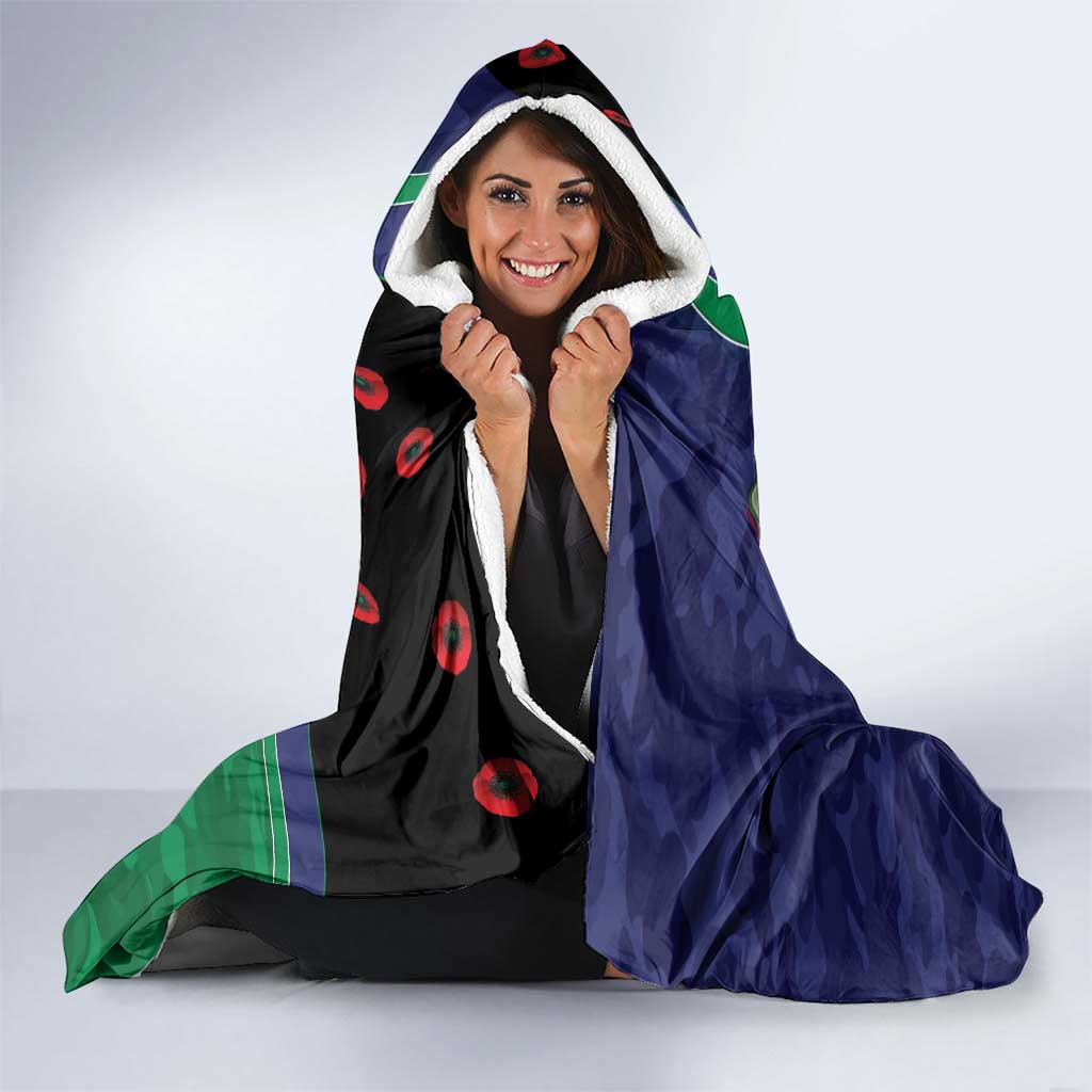 New Zealand Warriors ANZAC Personalised Hooded Blanket Lest We Forget Poppy Camo