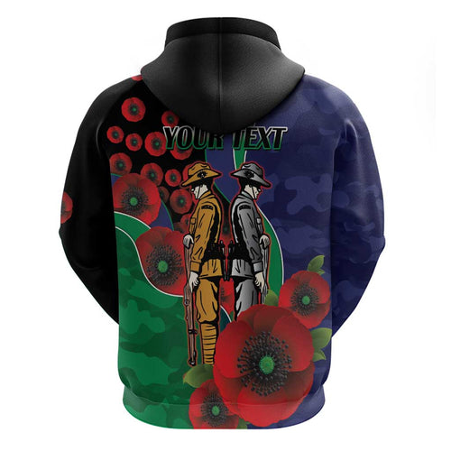 New Zealand Warriors ANZAC Personalised Hoodie Lest We Forget Poppy Camo