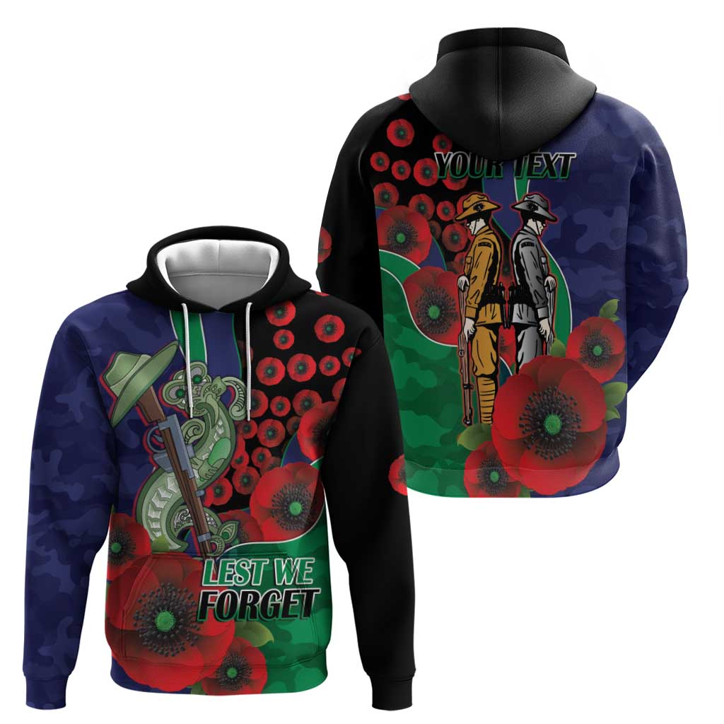 New Zealand Warriors ANZAC Personalised Hoodie Lest We Forget Poppy Camo