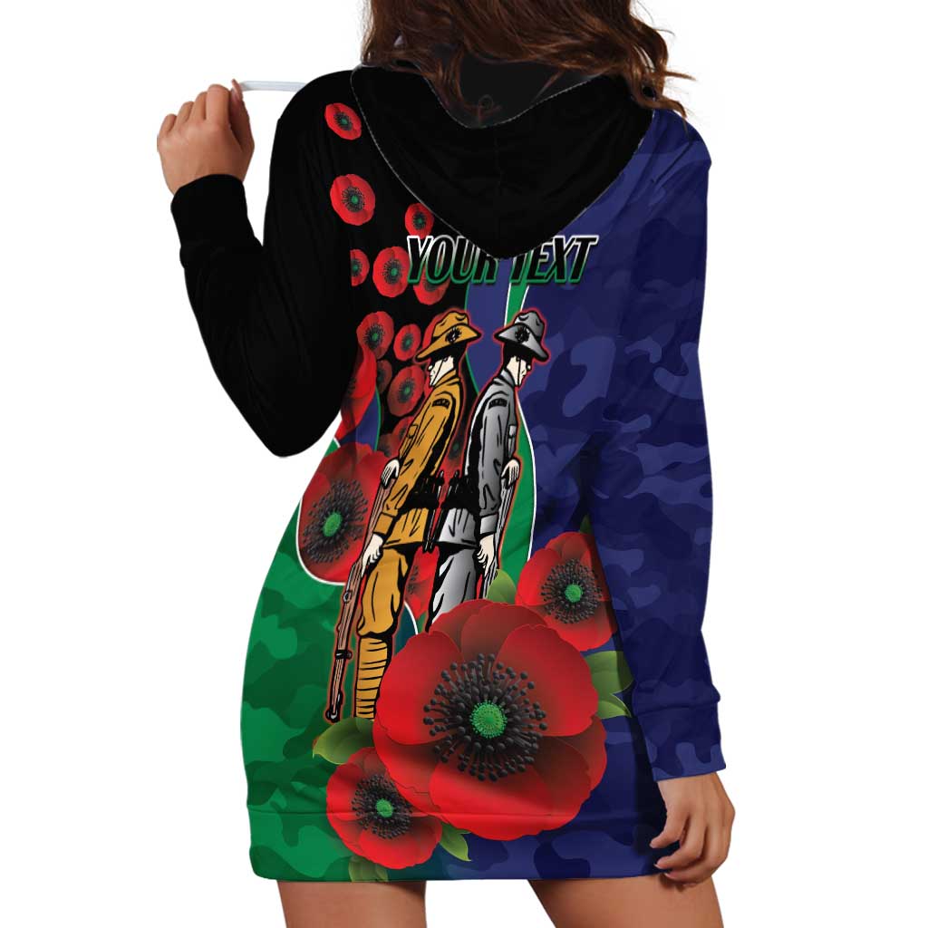 New Zealand Warriors ANZAC Personalised Hoodie Dress Lest We Forget Poppy Camo