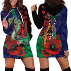 New Zealand Warriors ANZAC Personalised Hoodie Dress Lest We Forget Poppy Camo