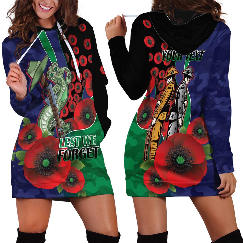 New Zealand Warriors ANZAC Personalised Hoodie Dress Lest We Forget Poppy Camo