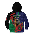 New Zealand Warriors ANZAC Personalised Kid Hoodie Lest We Forget Poppy Camo