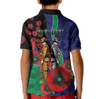 New Zealand Warriors ANZAC Personalised Kid Polo Shirt Lest We Forget Poppy Camo