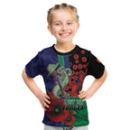 New Zealand Warriors ANZAC Personalised Kid T Shirt Lest We Forget Poppy Camo