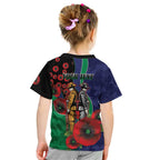 New Zealand Warriors ANZAC Personalised Kid T Shirt Lest We Forget Poppy Camo