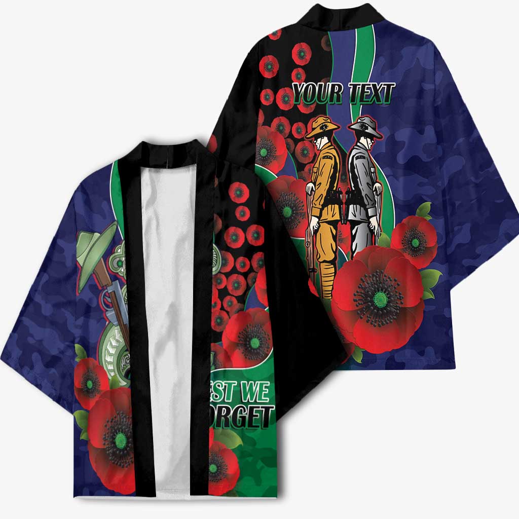 New Zealand Warriors ANZAC Personalised Kimono Lest We Forget Poppy Camo