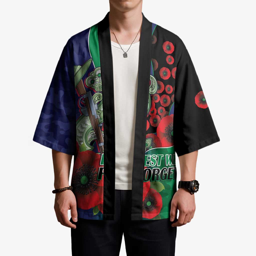 New Zealand Warriors ANZAC Personalised Kimono Lest We Forget Poppy Camo