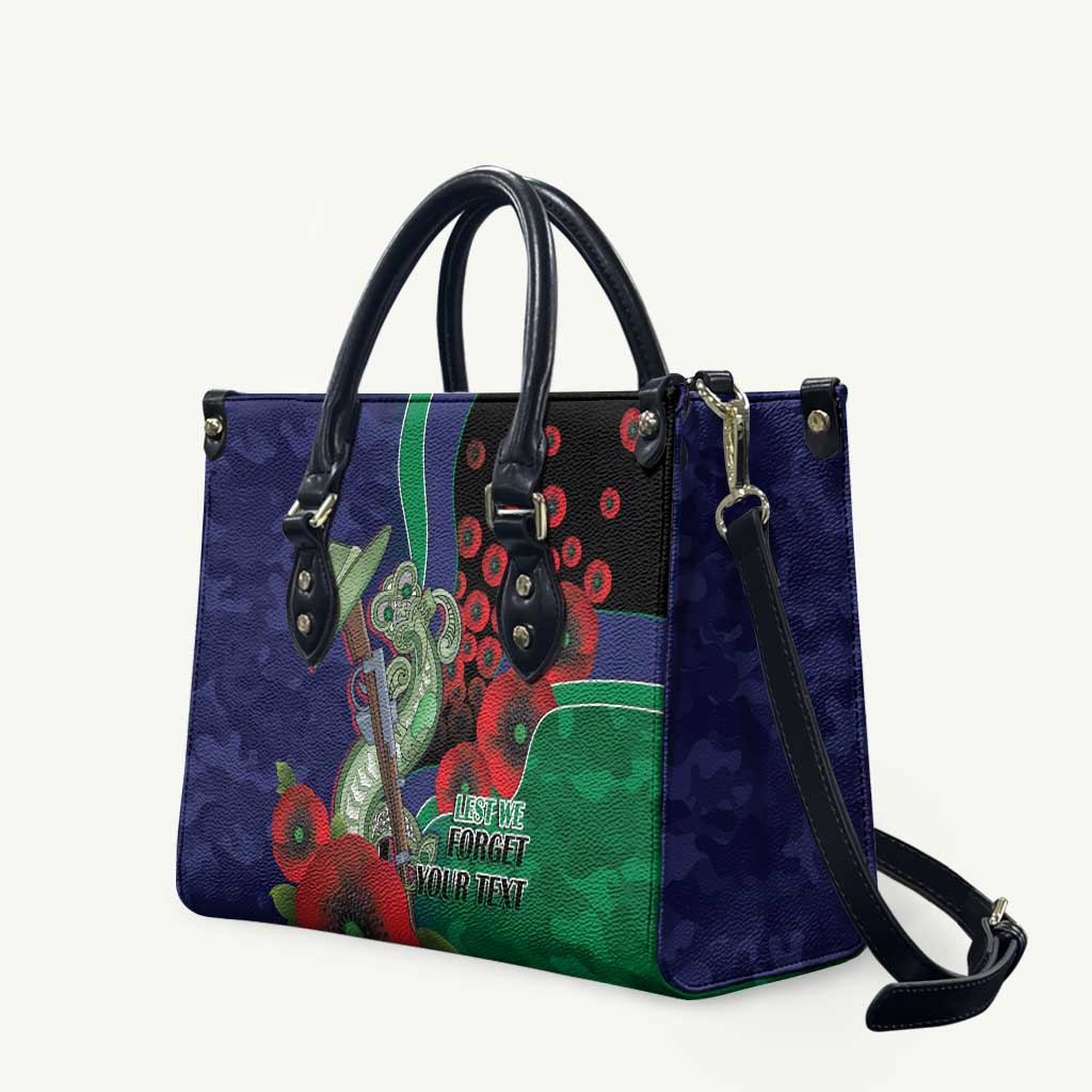 New Zealand Warriors ANZAC Personalised Leather Bag Lest We Forget Poppy Camo