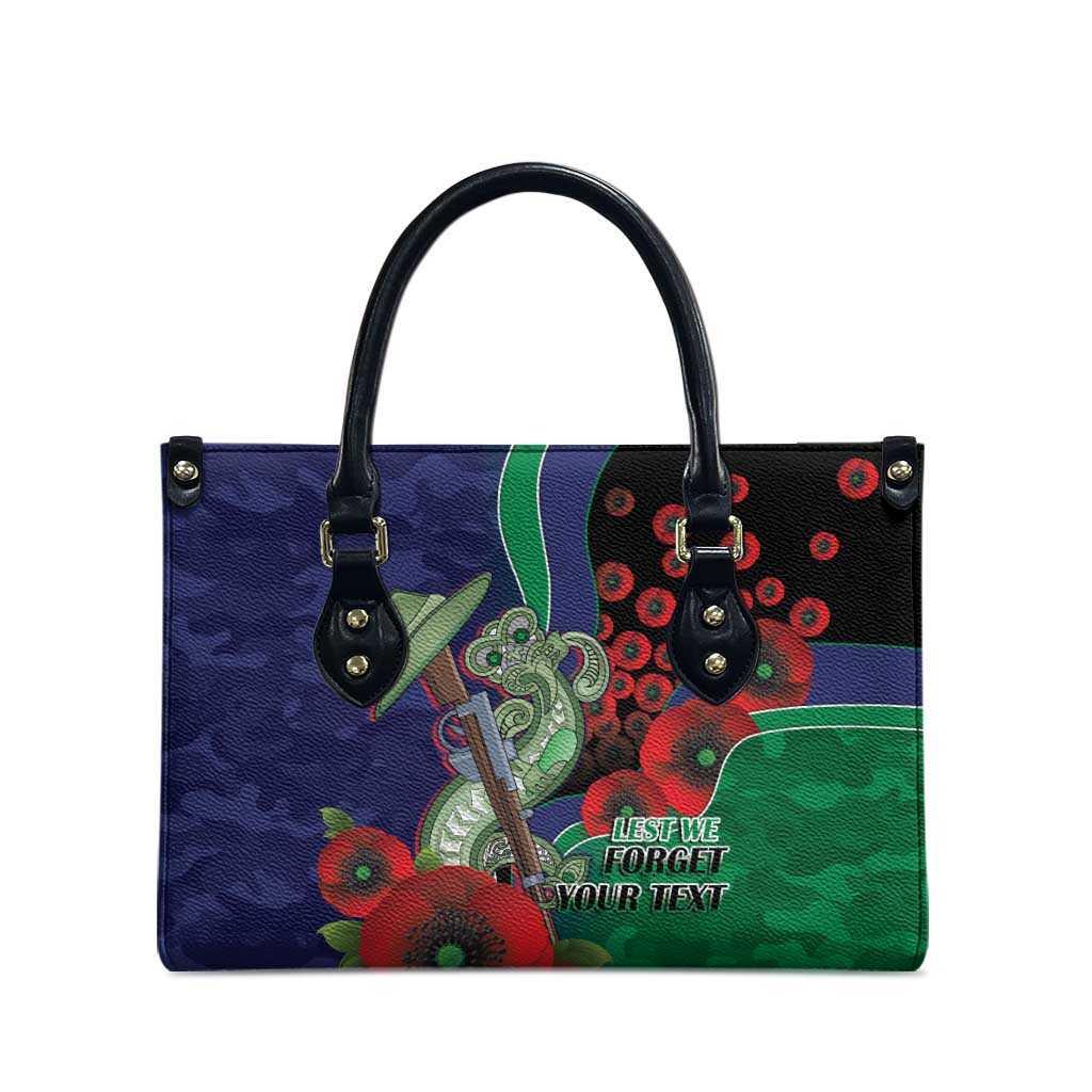 New Zealand Warriors ANZAC Personalised Leather Bag Lest We Forget Poppy Camo