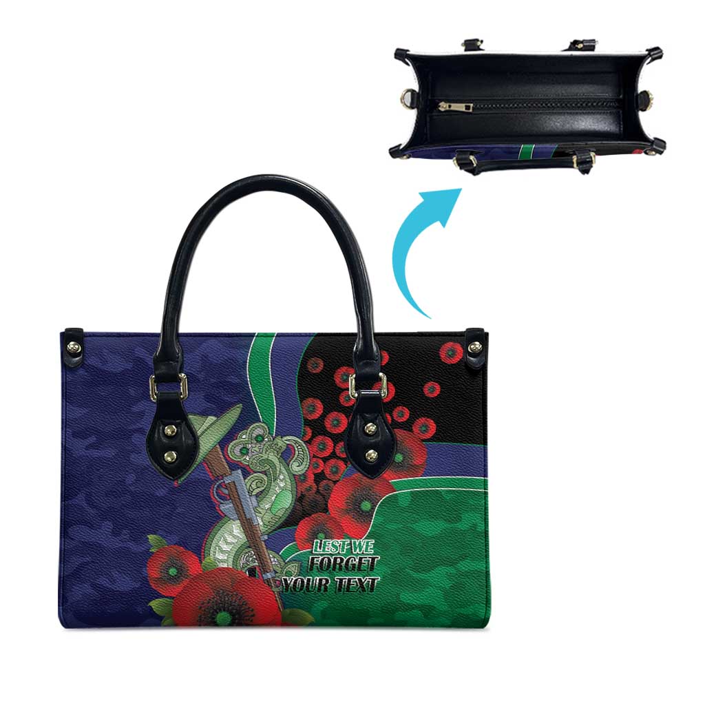 New Zealand Warriors ANZAC Personalised Leather Bag Lest We Forget Poppy Camo