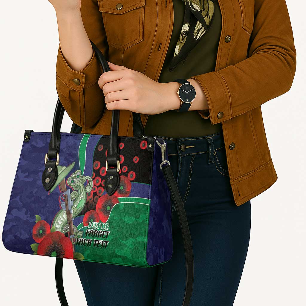 New Zealand Warriors ANZAC Personalised Leather Bag Lest We Forget Poppy Camo
