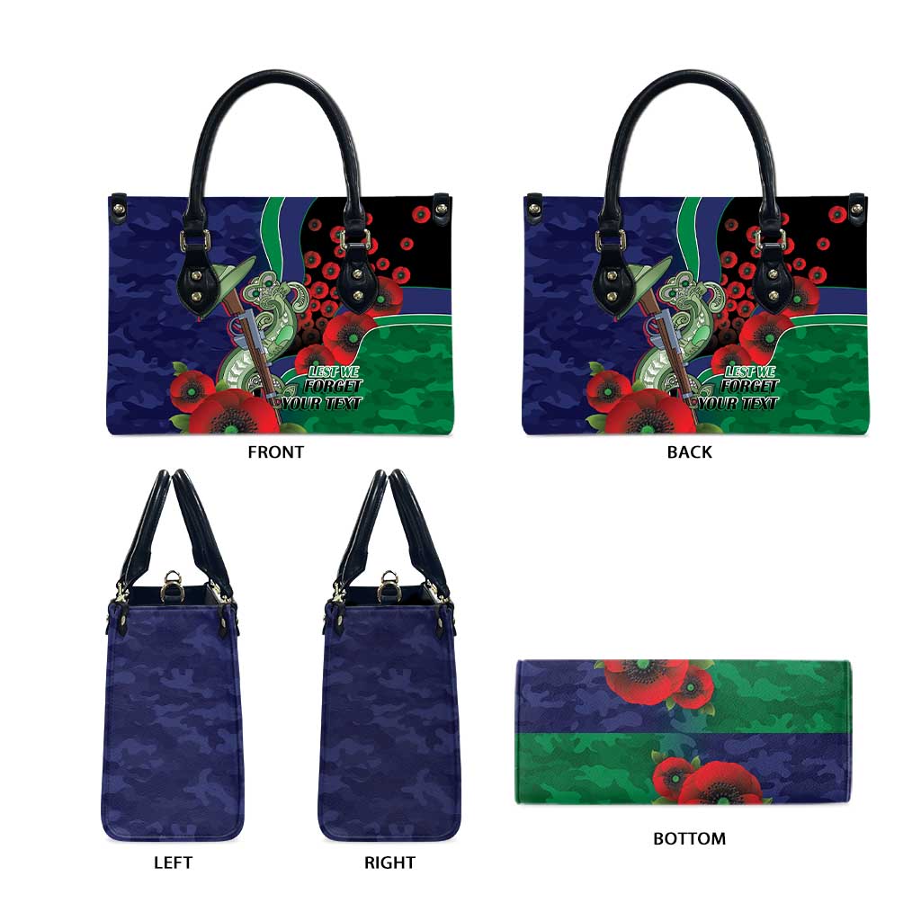 New Zealand Warriors ANZAC Personalised Leather Bag Lest We Forget Poppy Camo