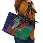 New Zealand Warriors ANZAC Personalised Leather Tote Bag Lest We Forget Poppy Camo