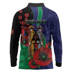 New Zealand Warriors ANZAC Personalised Long Sleeve Polo Shirt Lest We Forget Poppy Camo