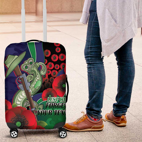 New Zealand Warriors ANZAC Personalised Luggage Cover Lest We Forget Poppy Camo