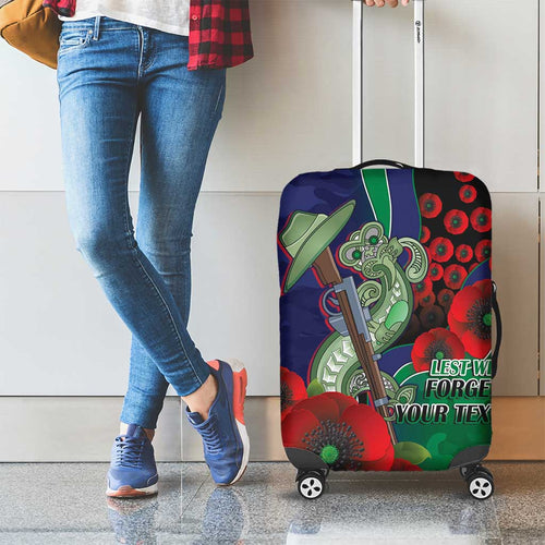 New Zealand Warriors ANZAC Personalised Luggage Cover Lest We Forget Poppy Camo