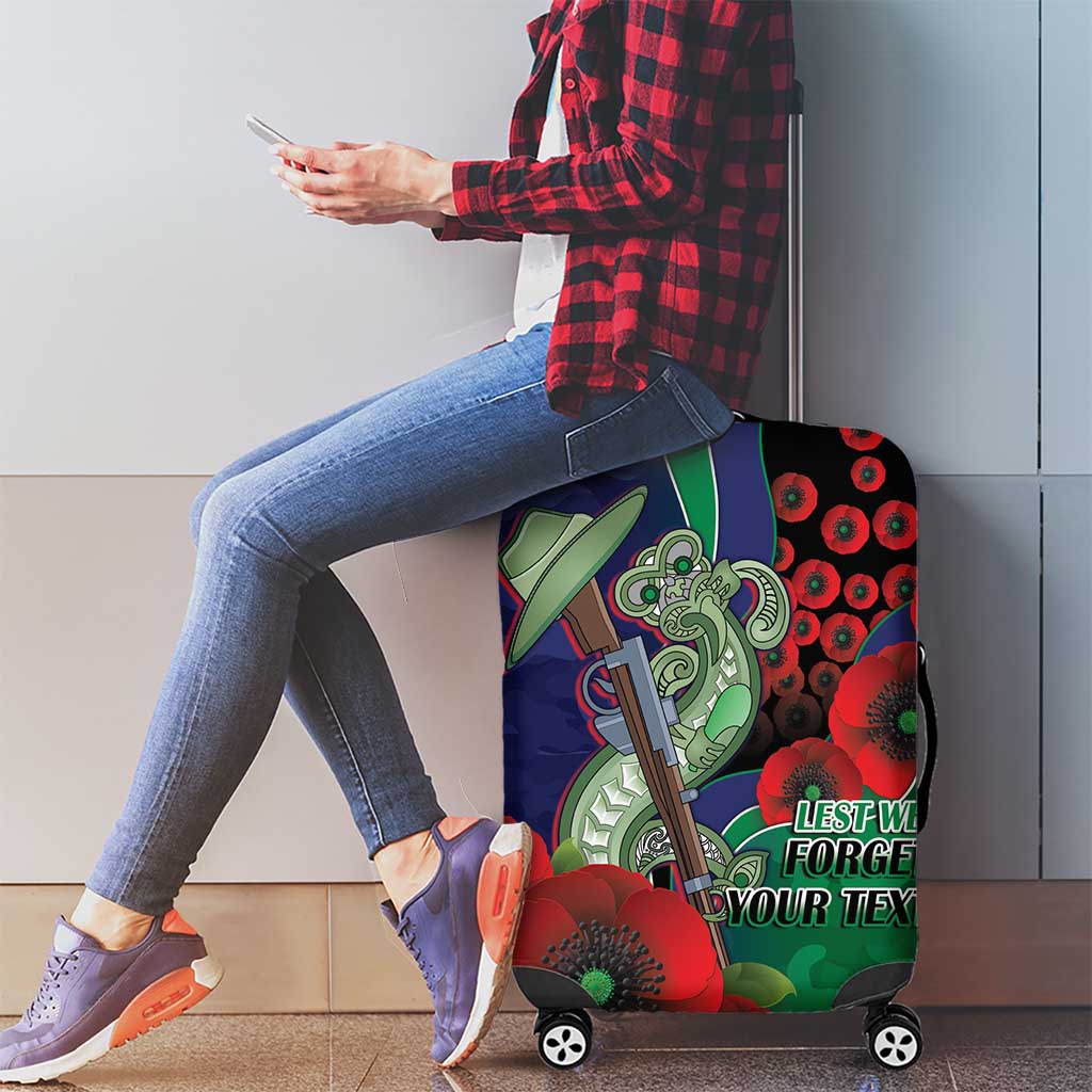 New Zealand Warriors ANZAC Personalised Luggage Cover Lest We Forget Poppy Camo