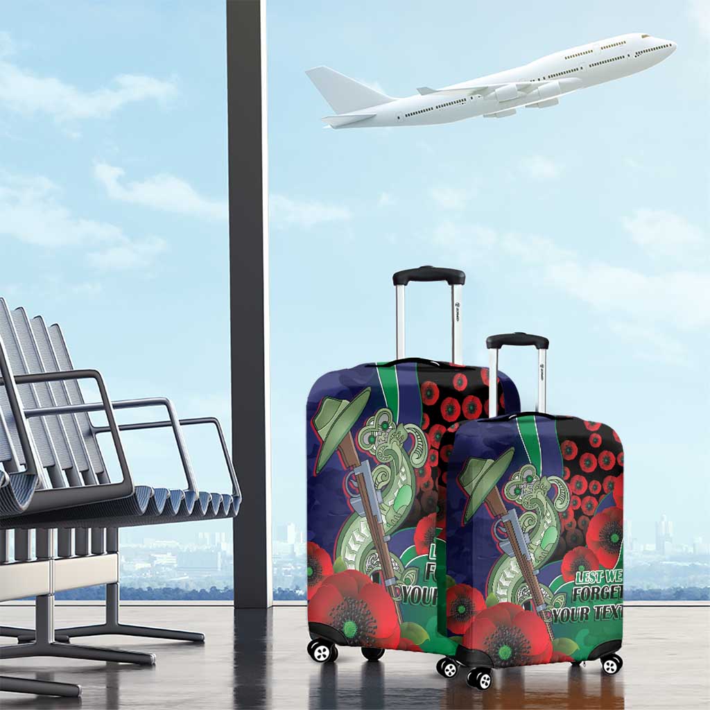 New Zealand Warriors ANZAC Personalised Luggage Cover Lest We Forget Poppy Camo