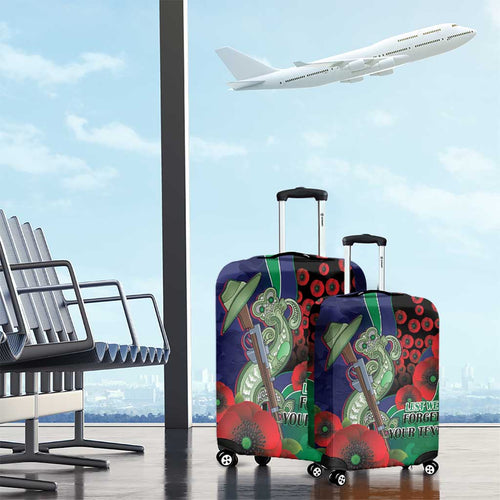 New Zealand Warriors ANZAC Personalised Luggage Cover Lest We Forget Poppy Camo