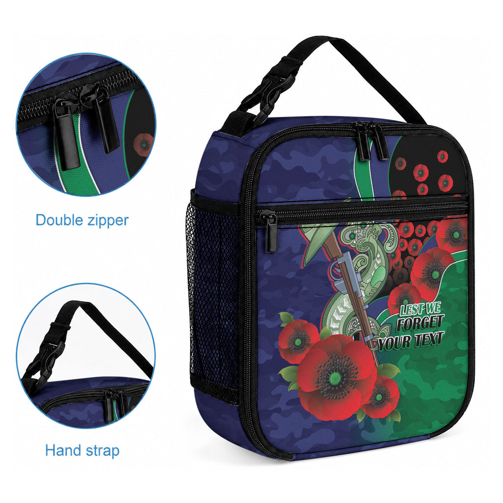 New Zealand Warriors ANZAC Personalised Lunch Bag Lest We Forget Poppy Camo