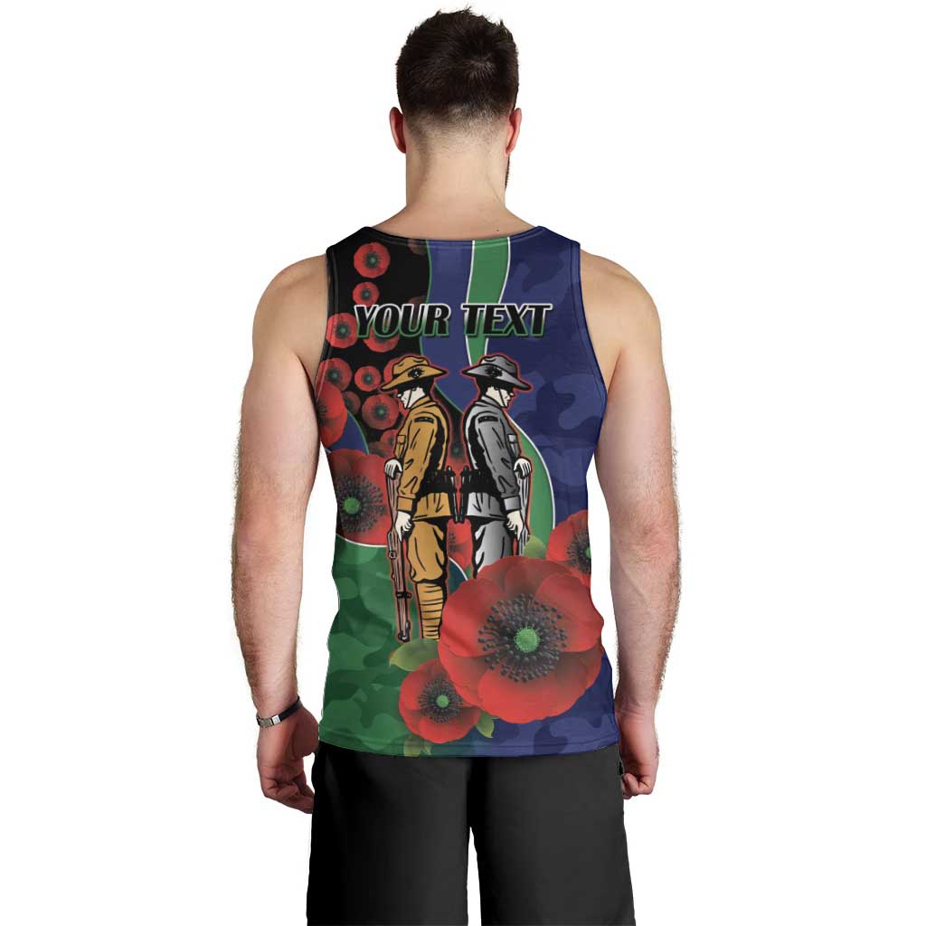 New Zealand Warriors ANZAC Personalised Men Tank Top Lest We Forget Poppy Camo