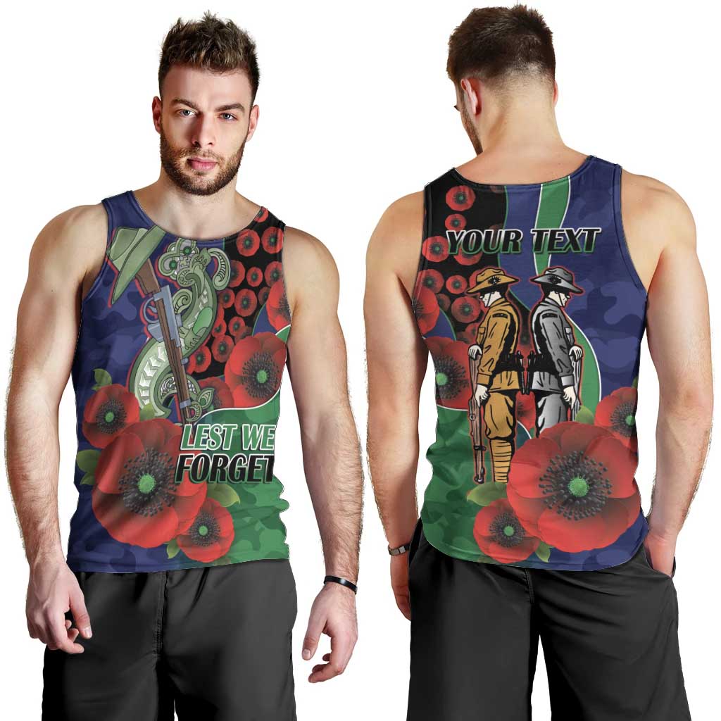 New Zealand Warriors ANZAC Personalised Men Tank Top Lest We Forget Poppy Camo