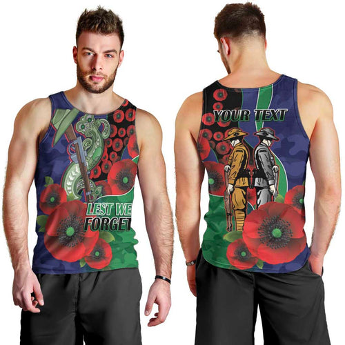 New Zealand Warriors ANZAC Personalised Men Tank Top Lest We Forget Poppy Camo