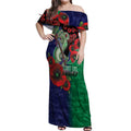New Zealand Warriors ANZAC Personalised Off Shoulder Maxi Dress Lest We Forget Poppy Camo