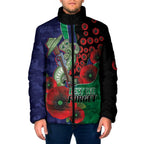 New Zealand Warriors ANZAC Personalised Padded Jacket Lest We Forget Poppy Camo