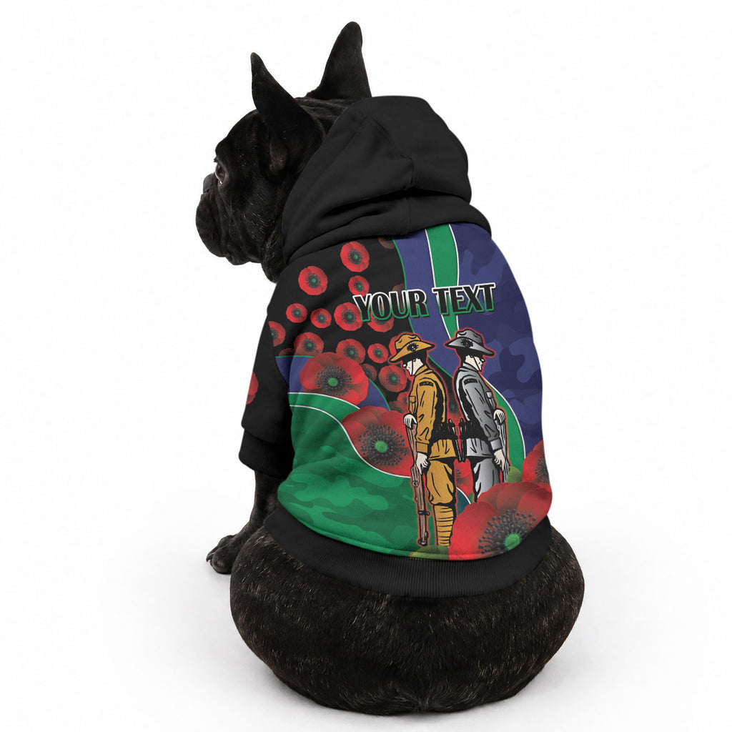 New Zealand Warriors ANZAC Personalised Pet Hoodie Lest We Forget Poppy Camo