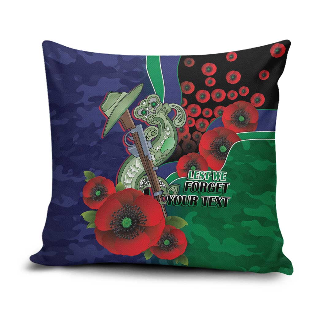 New Zealand Warriors ANZAC Personalised Pillow Cover Lest We Forget Poppy Camo