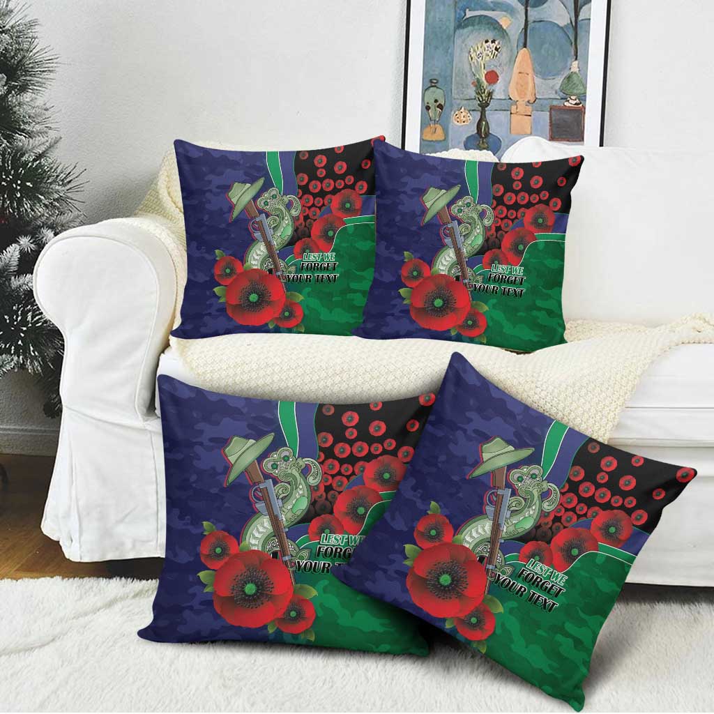New Zealand Warriors ANZAC Personalised Pillow Cover Lest We Forget Poppy Camo