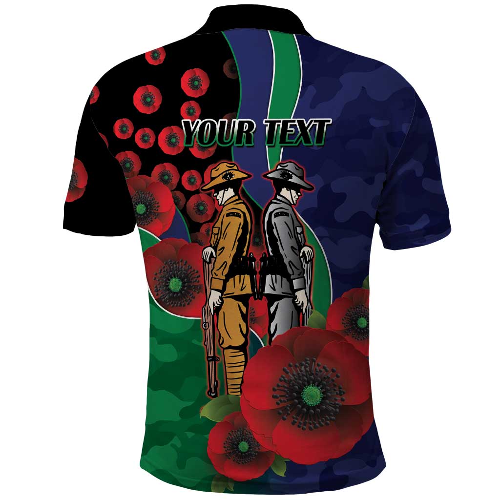 New Zealand Warriors ANZAC Personalised Polo Shirt Lest We Forget Poppy Camo
