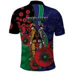 New Zealand Warriors ANZAC Personalised Polo Shirt Lest We Forget Poppy Camo