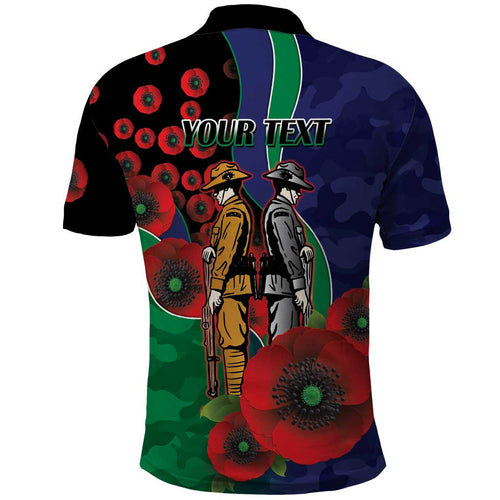New Zealand Warriors ANZAC Personalised Polo Shirt Lest We Forget Poppy Camo