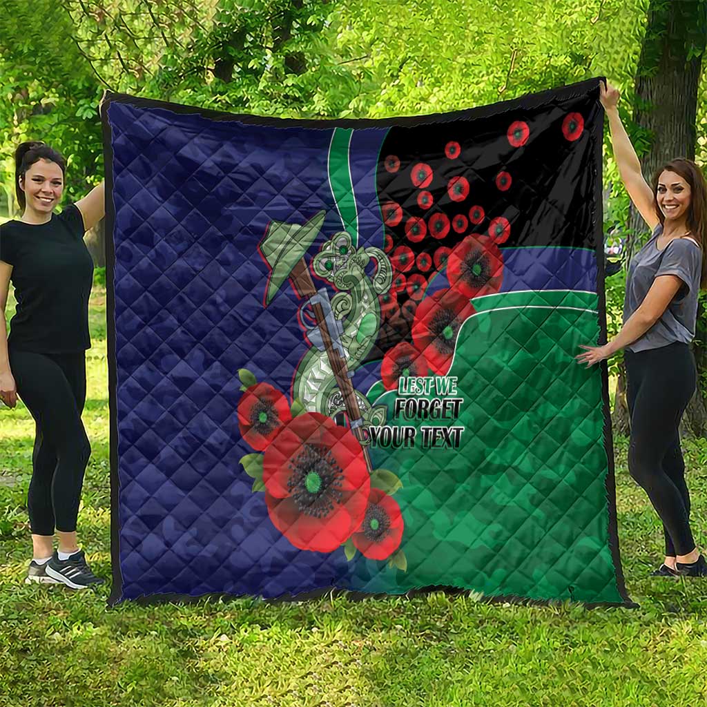 New Zealand Warriors ANZAC Personalised Quilt Lest We Forget Poppy Camo