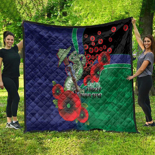 New Zealand Warriors ANZAC Personalised Quilt Lest We Forget Poppy Camo