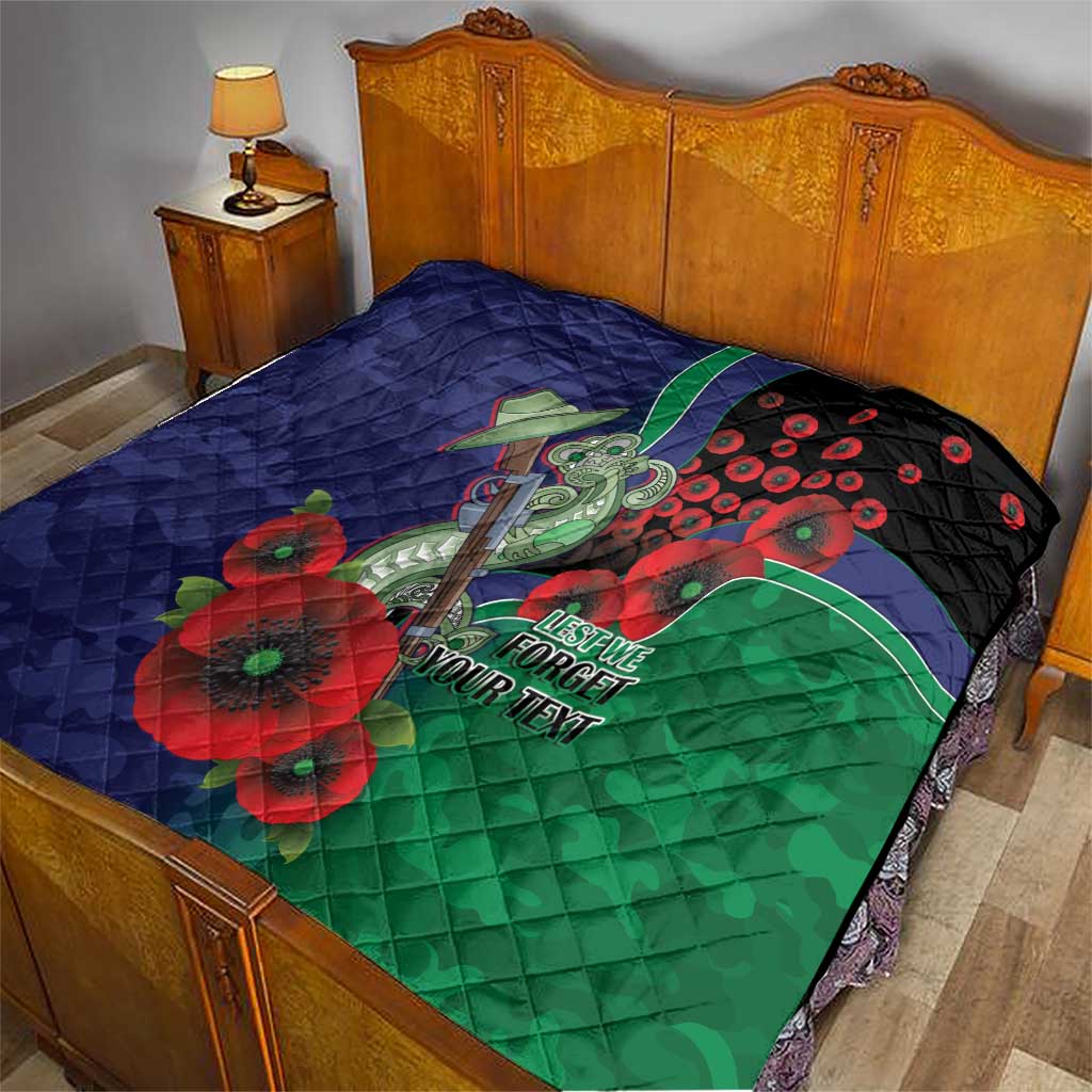 New Zealand Warriors ANZAC Personalised Quilt Lest We Forget Poppy Camo