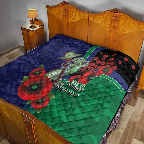 New Zealand Warriors ANZAC Personalised Quilt Lest We Forget Poppy Camo