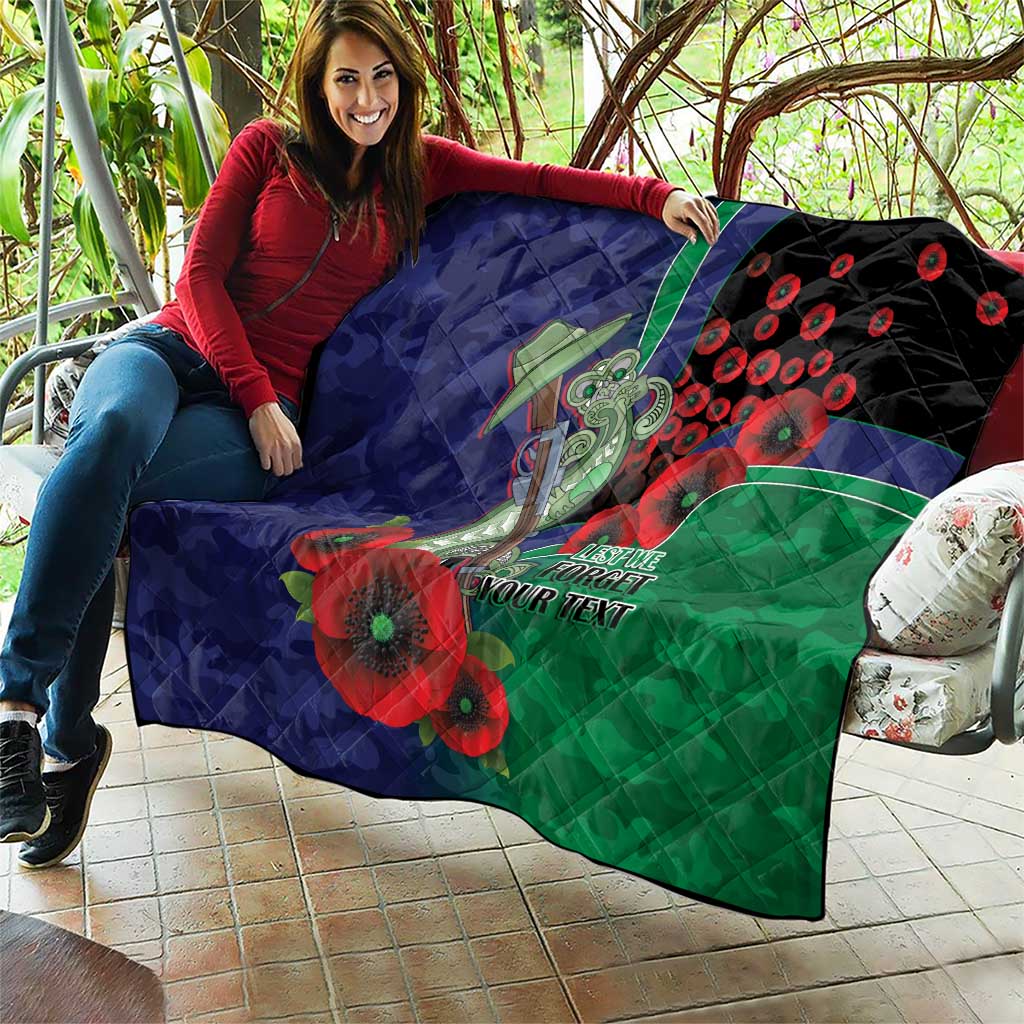 New Zealand Warriors ANZAC Personalised Quilt Lest We Forget Poppy Camo