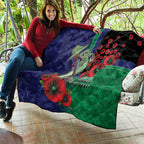 New Zealand Warriors ANZAC Personalised Quilt Lest We Forget Poppy Camo