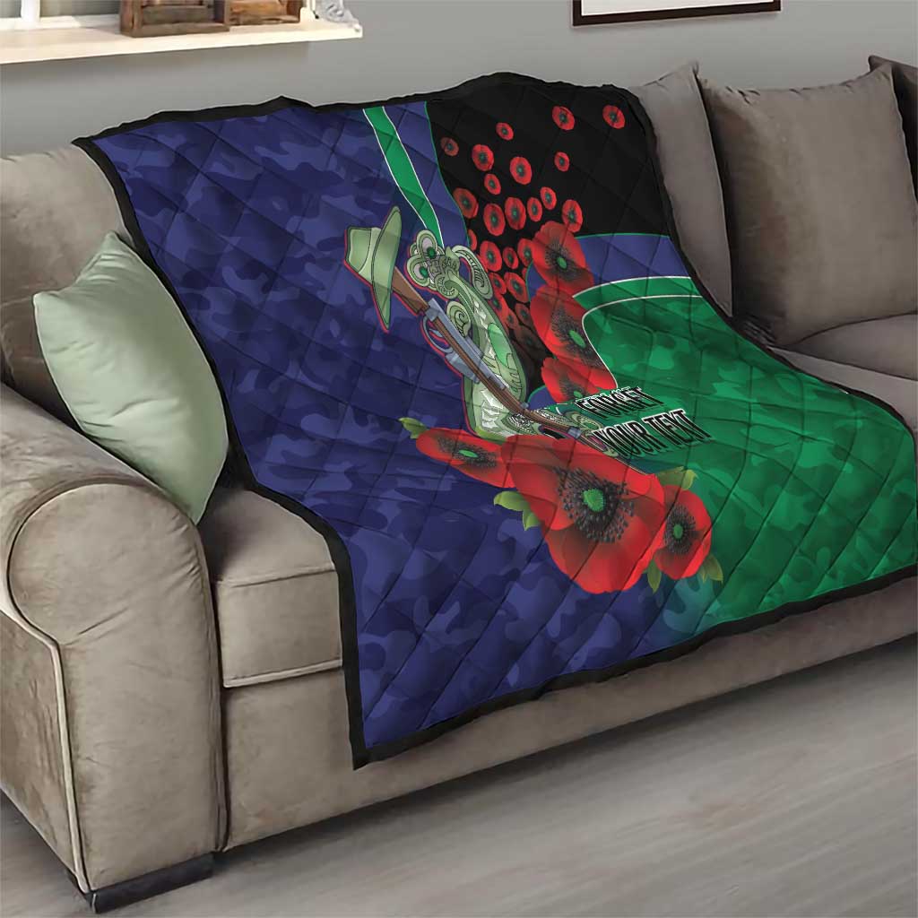 New Zealand Warriors ANZAC Personalised Quilt Lest We Forget Poppy Camo