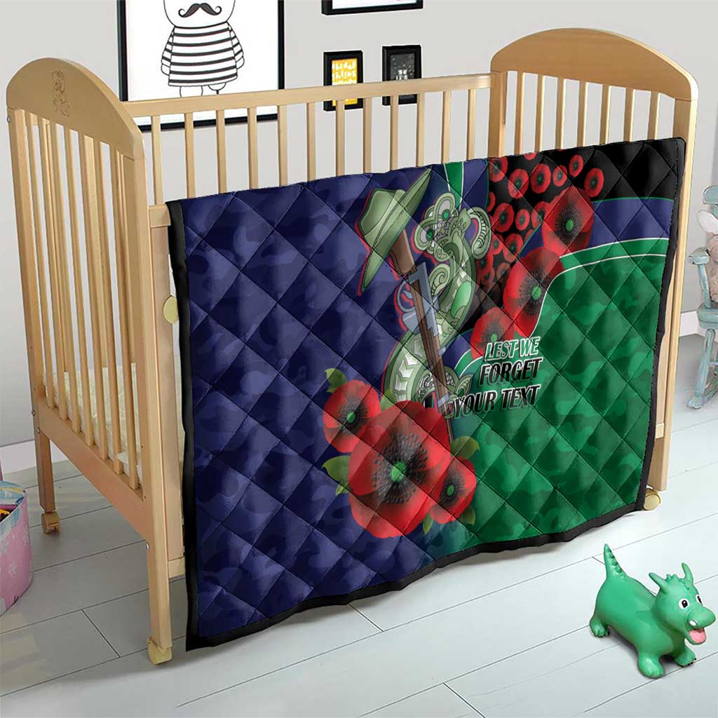 New Zealand Warriors ANZAC Personalised Quilt Lest We Forget Poppy Camo