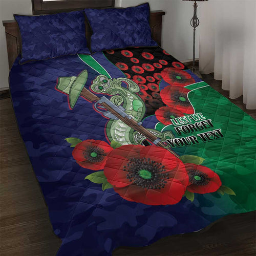 New Zealand Warriors ANZAC Personalised Quilt Bed Set Lest We Forget Poppy Camo