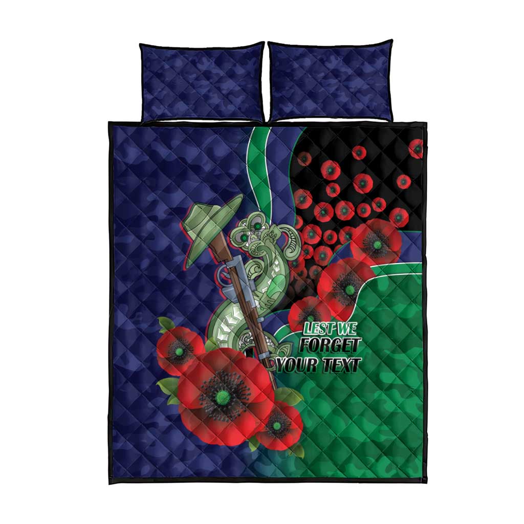 New Zealand Warriors ANZAC Personalised Quilt Bed Set Lest We Forget Poppy Camo