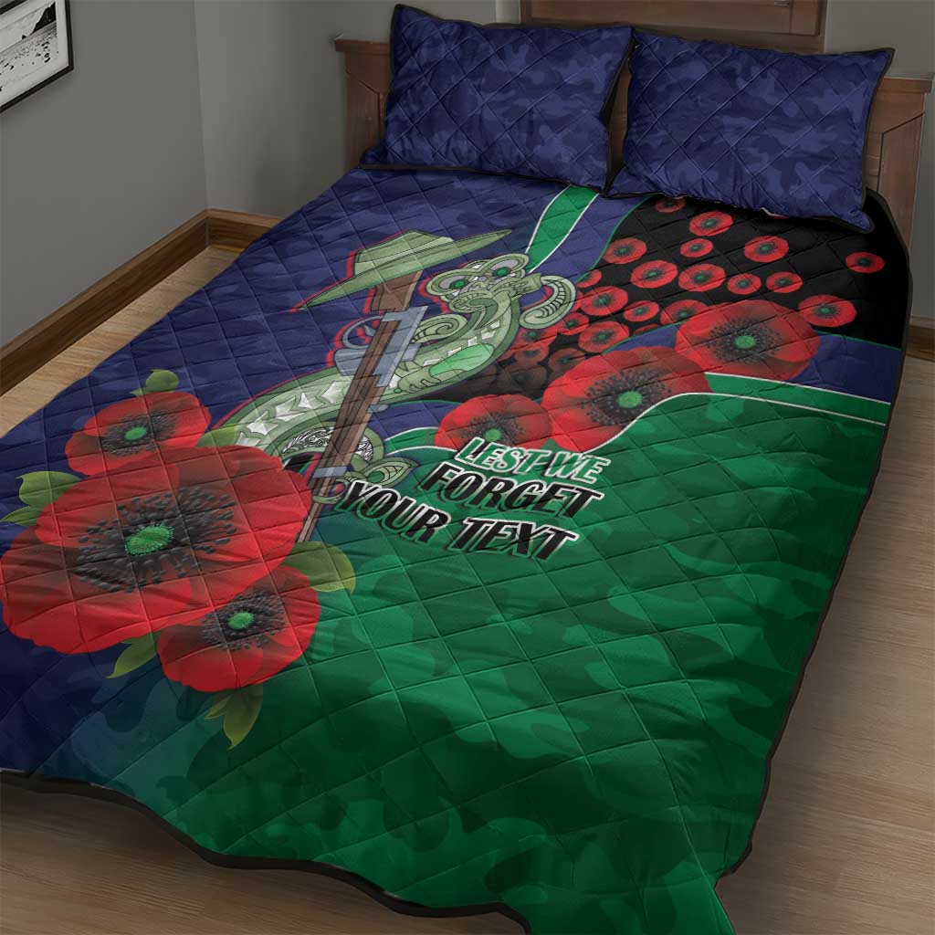 New Zealand Warriors ANZAC Personalised Quilt Bed Set Lest We Forget Poppy Camo