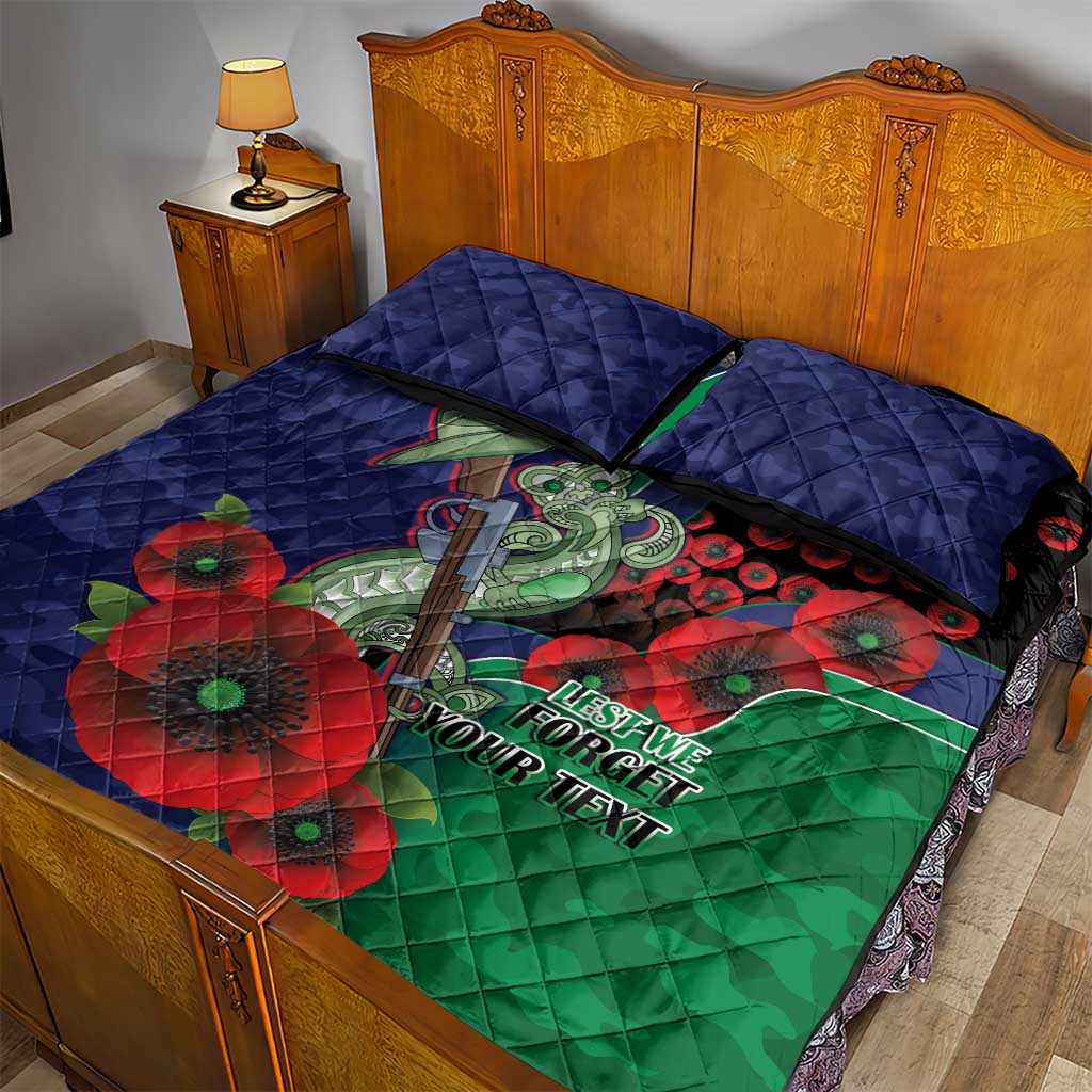New Zealand Warriors ANZAC Personalised Quilt Bed Set Lest We Forget Poppy Camo