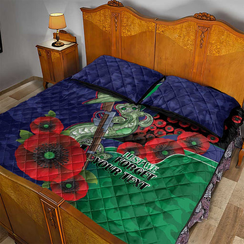 New Zealand Warriors ANZAC Personalised Quilt Bed Set Lest We Forget Poppy Camo