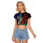 New Zealand Warriors ANZAC Personalised Raglan Cropped T Shirt Lest We Forget Poppy Camo